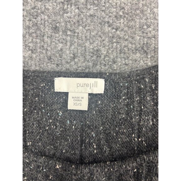 Pure Jill Wool Blend Sweater Women's XS/S Black White Heather Cap Sleeve Poncho - Picture 2 of 8